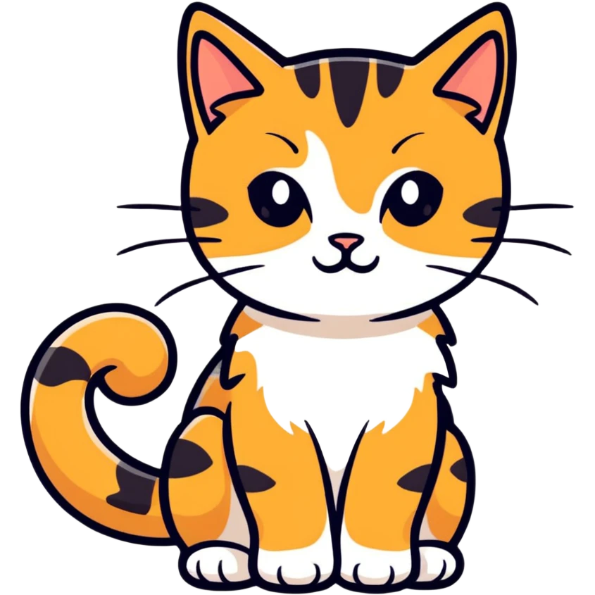 Predominantly white kitten with ginger and black patches that are spaced out like splats  emoji