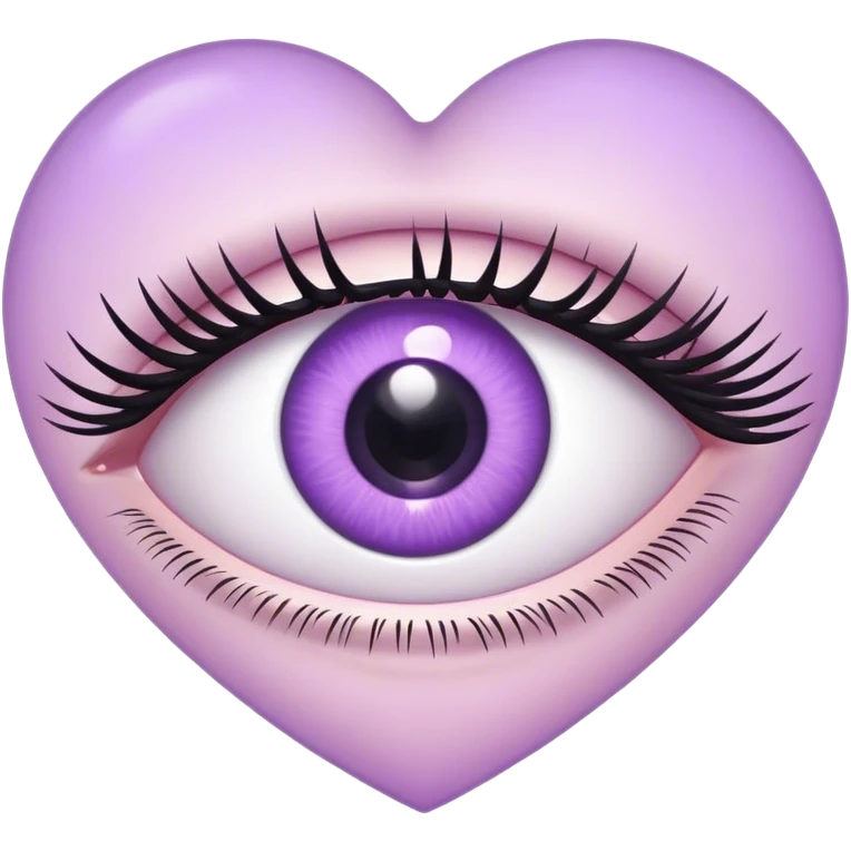 One eye with eyelashes inside light Purple Heart emoji