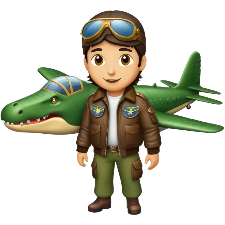 Crocodile pilot flying a bomber plane emoji