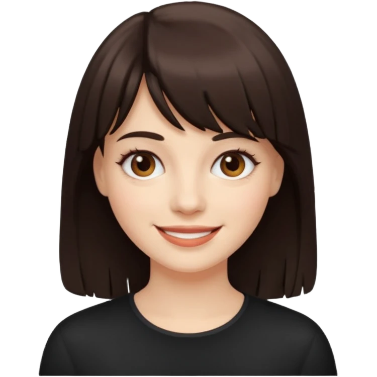 White smiling women with a dark brown fringe emoji