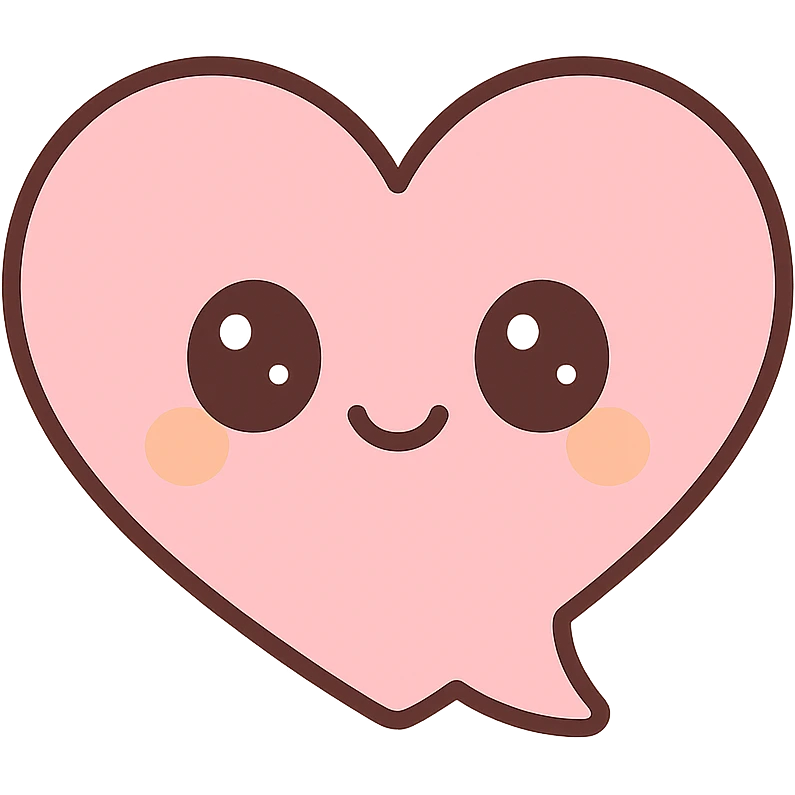 heart-shaped chat bubble, cute style emoji