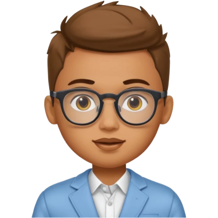 generate a pretty bratz boy with spectacles on, slightly healthy, tan emoji