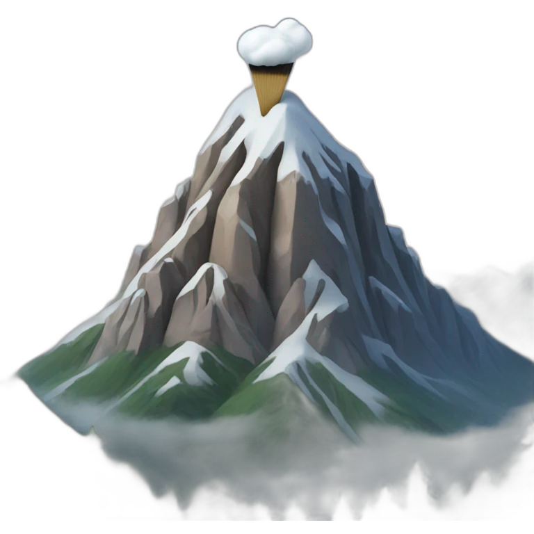 Mountain with a thootbrush emoji