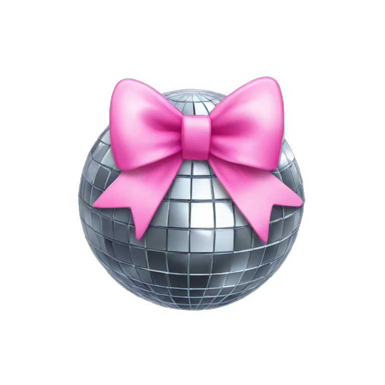 disco ball with pink bow emoji