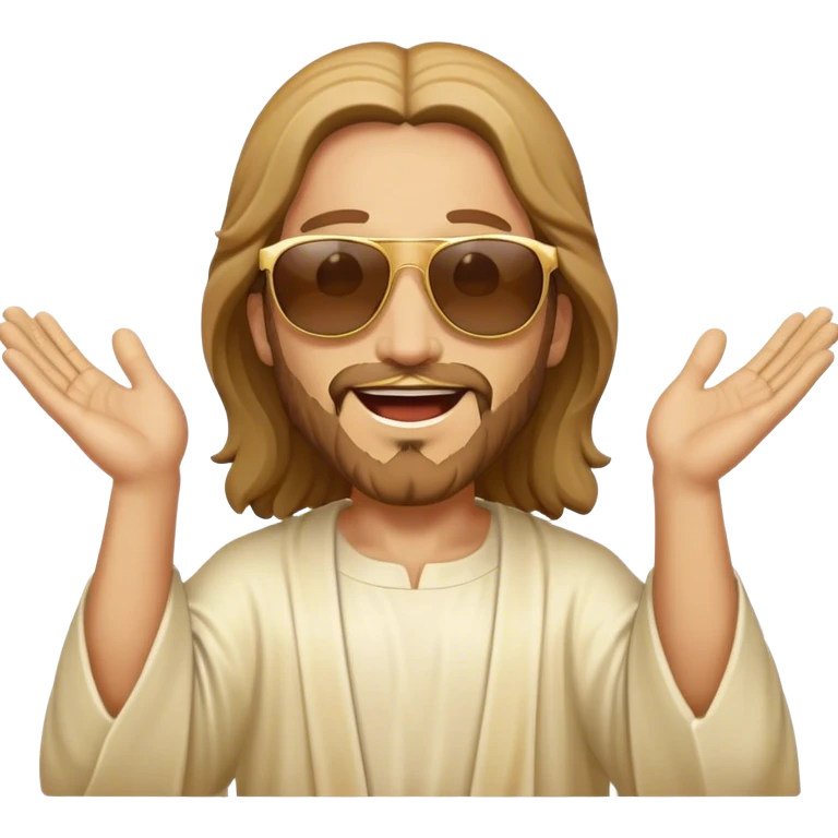 dancing figure of rejoicing Jesus with  sunglases golden  emoji