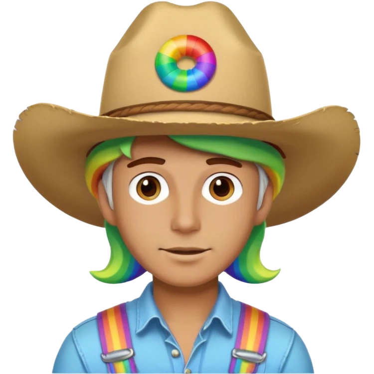 White Cowboy with rainbow hat emoji