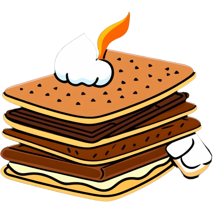s'mores with chocolate and marshmallow emoji