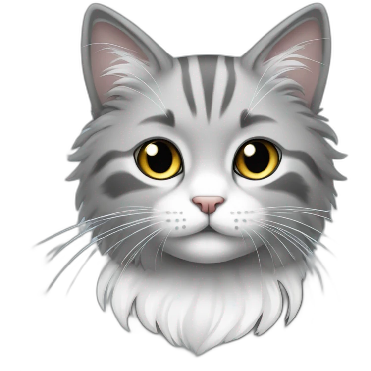 spenny boy cat very gray and little white long haired cute emoji