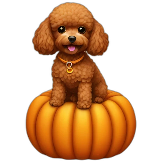brown toy poodle in a pumpkin emoji