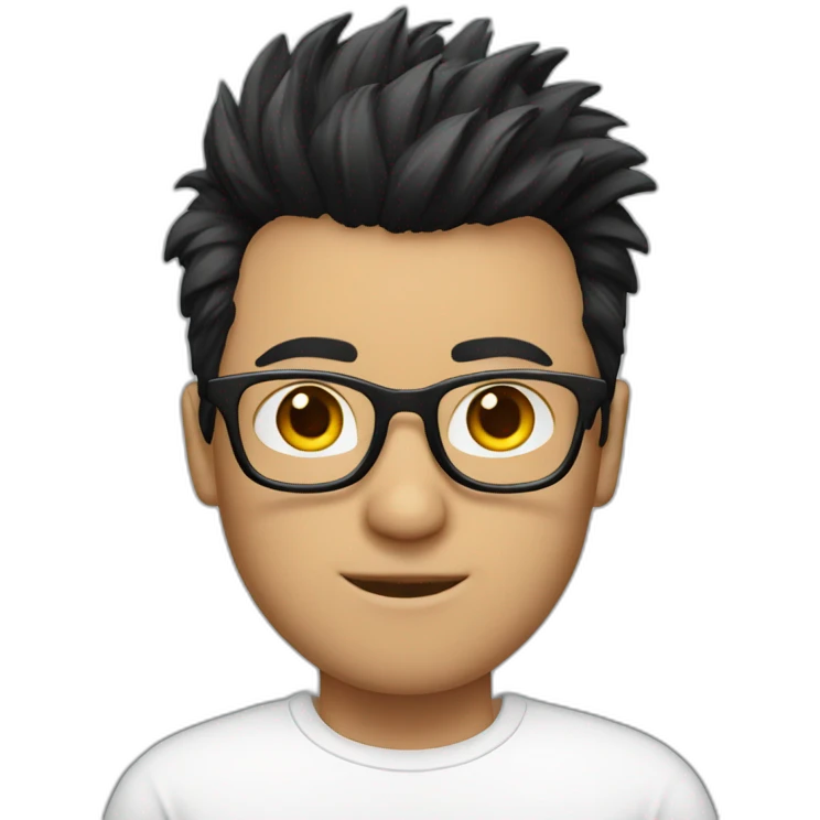 a guy with white coloured spectacles,black coloured Fauxhawk hairstyle emoji