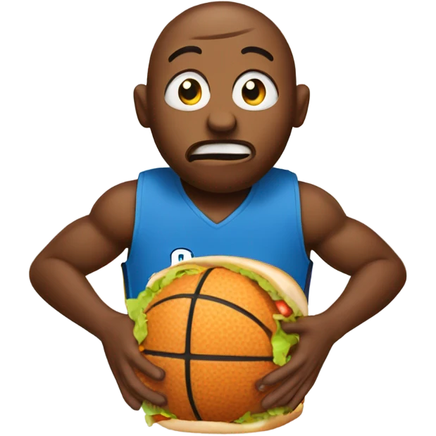 basketball eating a hamburger emoji