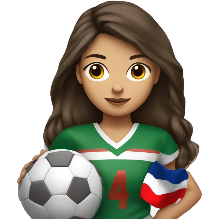 Brunette hair brown eye girl playing flag football emoji