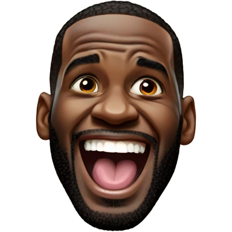 Lebron James laughing with the tongue out and tearing  emoji