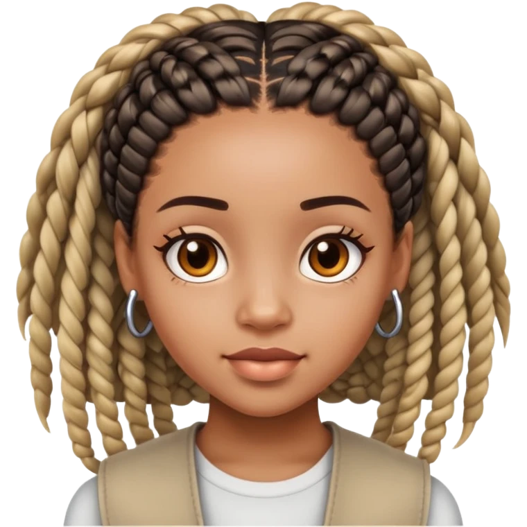 Light skin black girl with box braids emoji