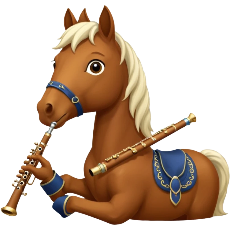 Horse playing the flut emoji