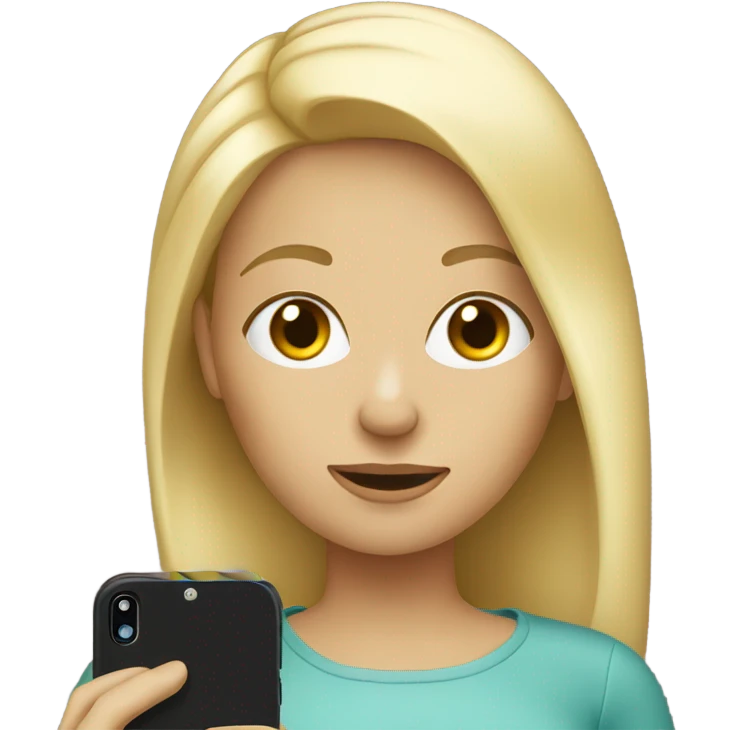 blonde girl with cellphone emoji