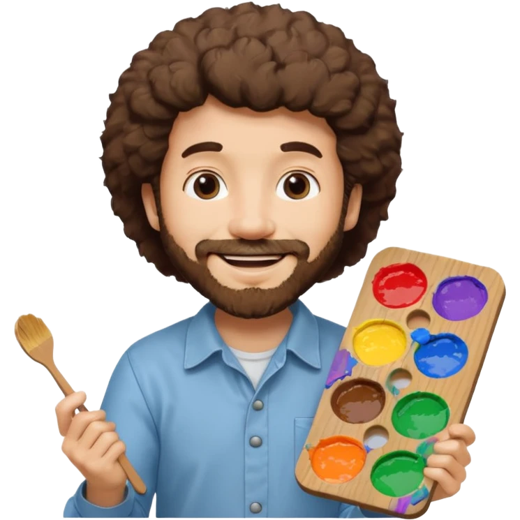 Bob ross holding a paint palett emoji