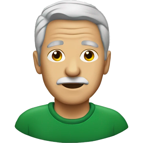 old men profile gray hair and green crewneck emoji