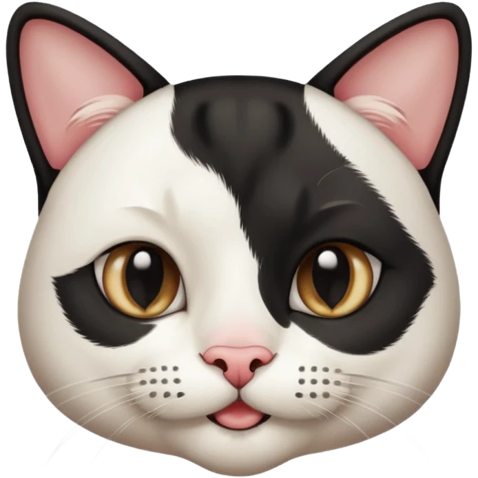 a black and white chat, with mustache birthmark in the mouth emoji