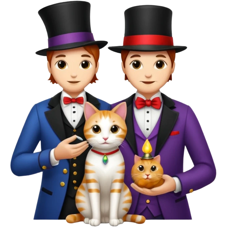magician couple and their pet cat emoji