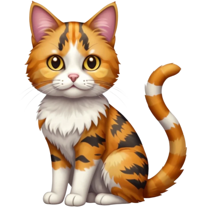 full body colourful light patched calico tabby cat with hazel eyes emoji