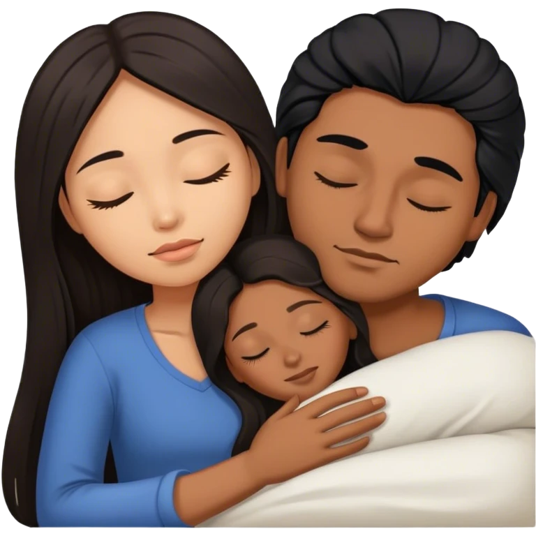 Brown Latino man with long black hair sleeping with brown hair Filipina emoji