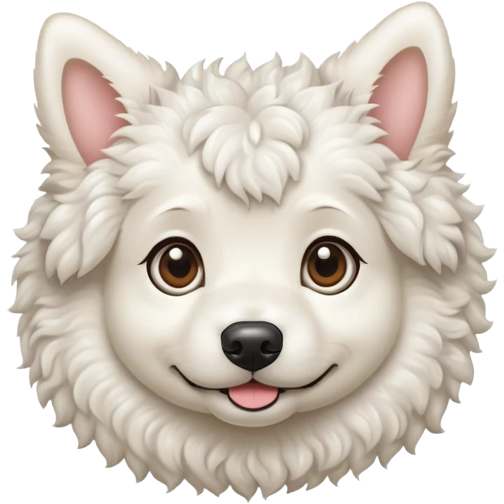 Curly-haired round-eared white dog emoji