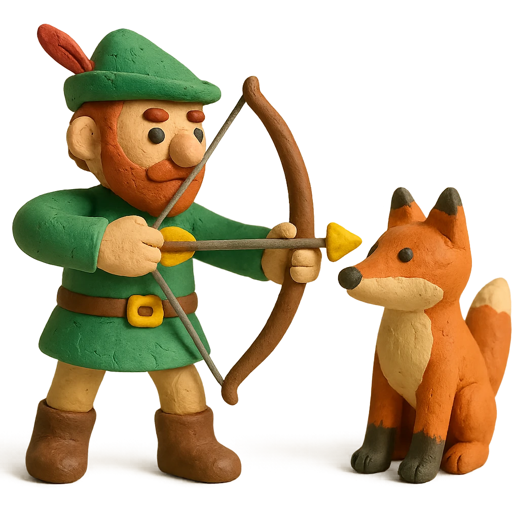 claymation style archer and fox emoji