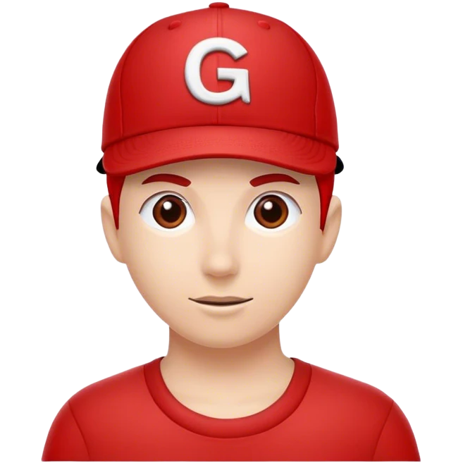 Red ballcap with ‘G‘ Logo emoji
