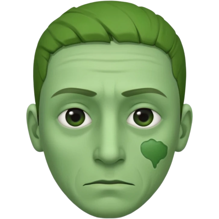 generate a green skin sick man, photorealistic emoji