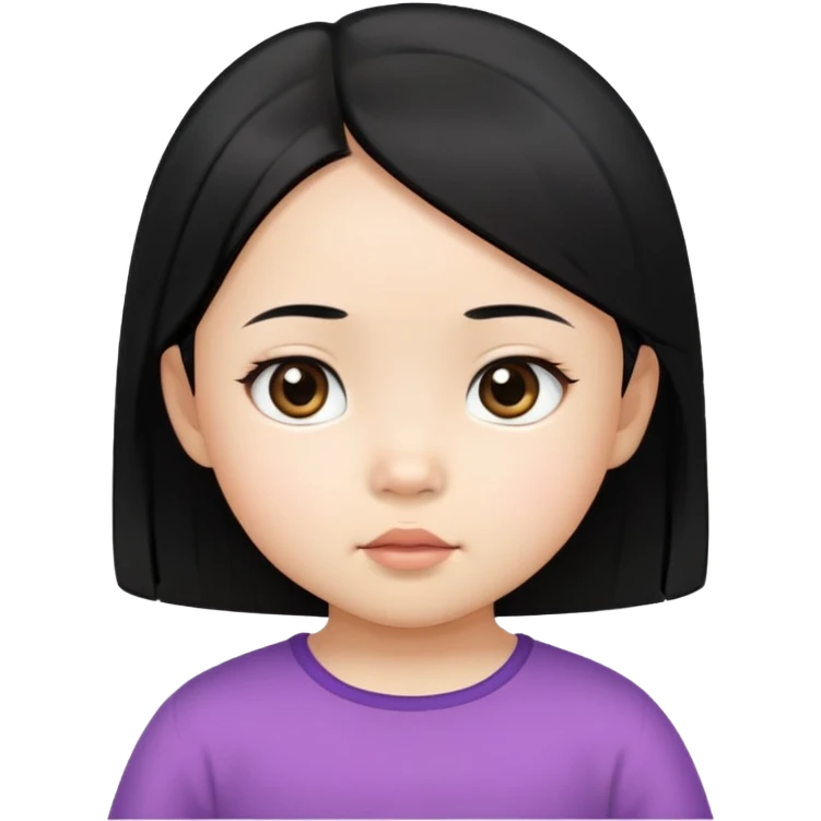toddler girl face, Asian eyes, light skin, straight black hair, no neck emoji