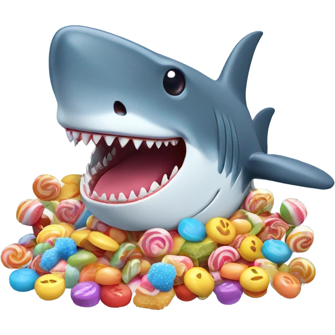 A shark with sweets in its teeth emoji