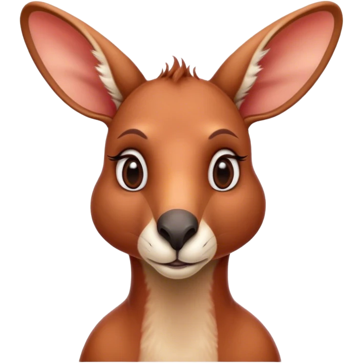 Cinematic Noble Adult Red Kangaroo Portrait Emoji, Poised and regal, with a robust, muscular build, tawny reddish fur, and a distinctive red kangaroo-shaped head featuring a slightly elongated snout, prominent ears, and keen, observant eyes, Simplified yet sharp and sophisticated features, highly detailed, glowing with a warm, sunlit glow, high shine, intelligent and commanding, stylized with an air of outback authority, focused and vigilant, soft glowing outline, capturing the essence of a watchful guardian that seems ready to bound out of the screen with effortless power! emoji