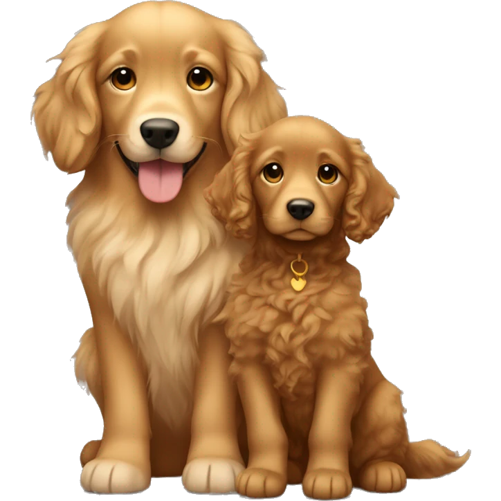 Tan skinned girl with  long brown curly hair with a golden retriever puppy emoji