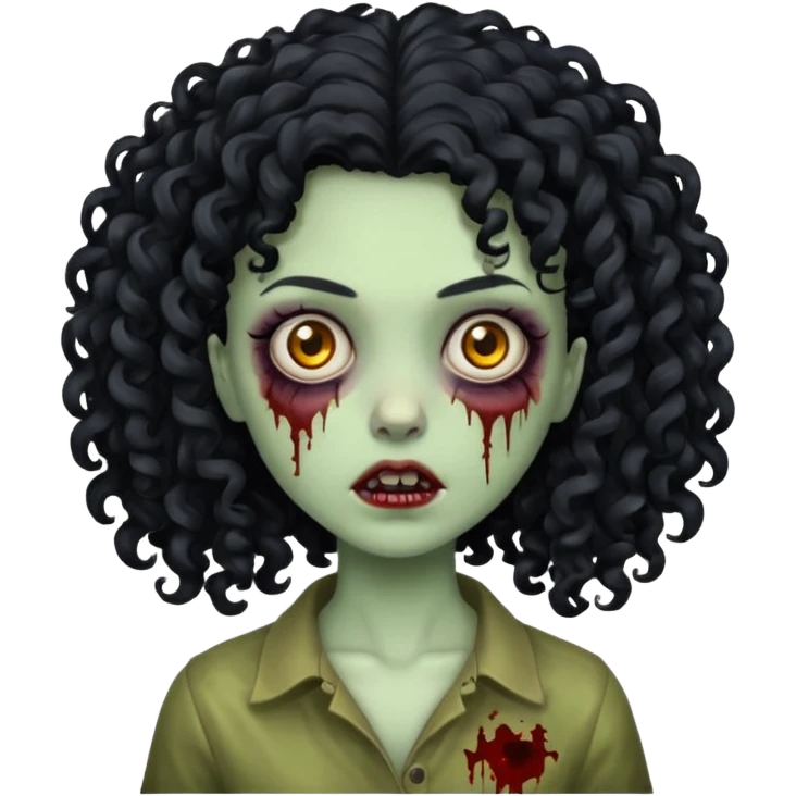 girl zombie with big black curly hair  emoji