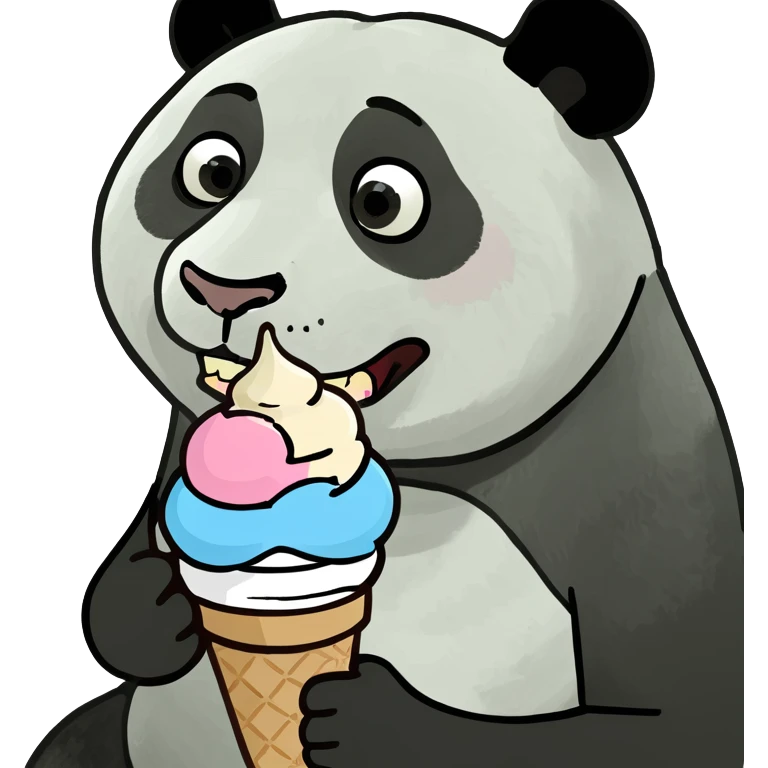 Panda eating ice cream emoji