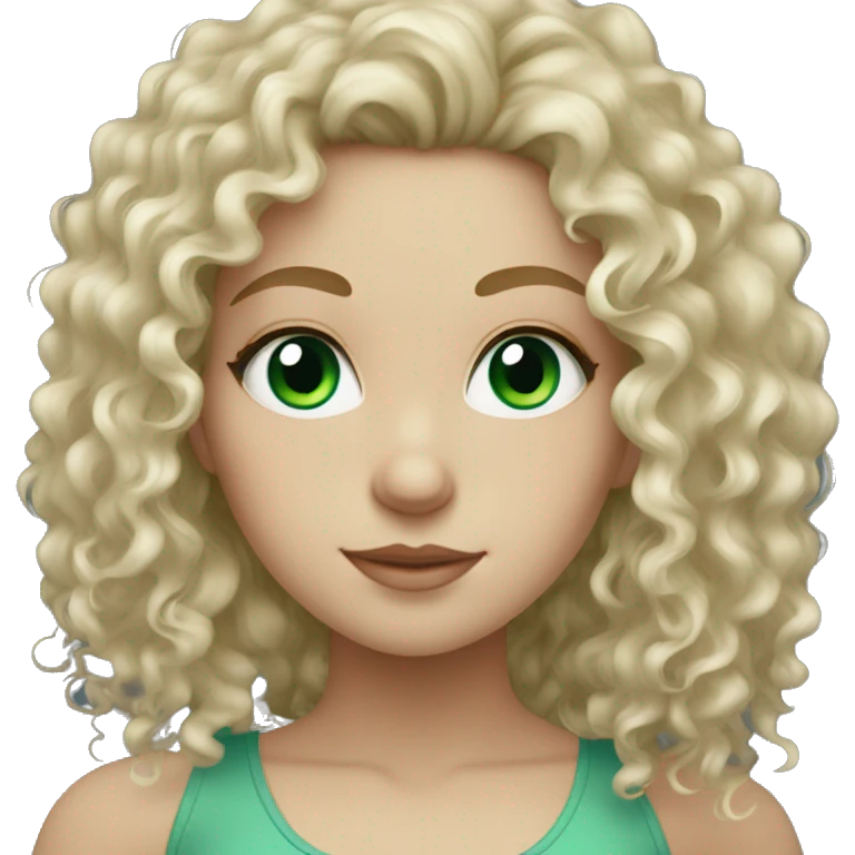 White girl with ocean green eyes and natural curly hair emoji