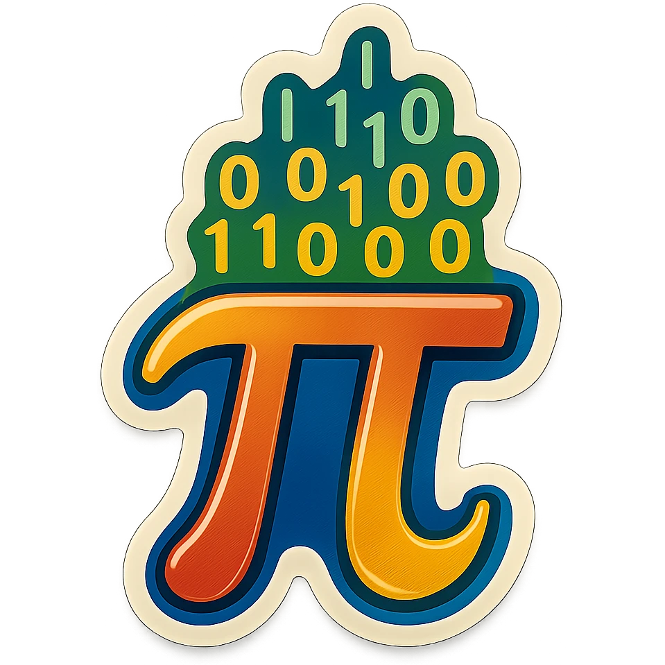  combine the π (pi) math symbol, binary code emerging from it. emoji