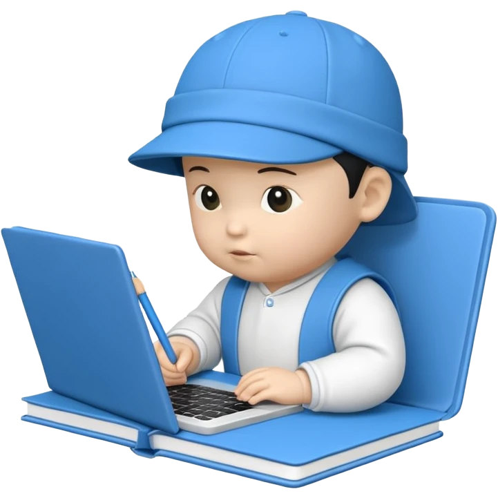 3D 风格的 notebook icon，有 baby boy，中国孩子 emoji