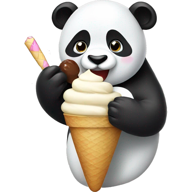 Panda eating ice cream emoji