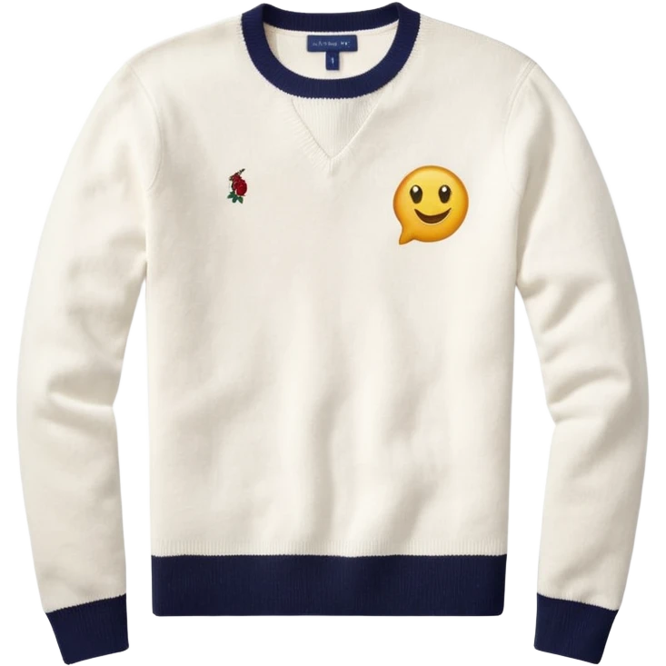 Ralph Lauren crew neck white sweater with small polo logo, emoji style emoji
