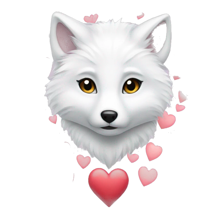 arctic fox with hearts inlove emoji