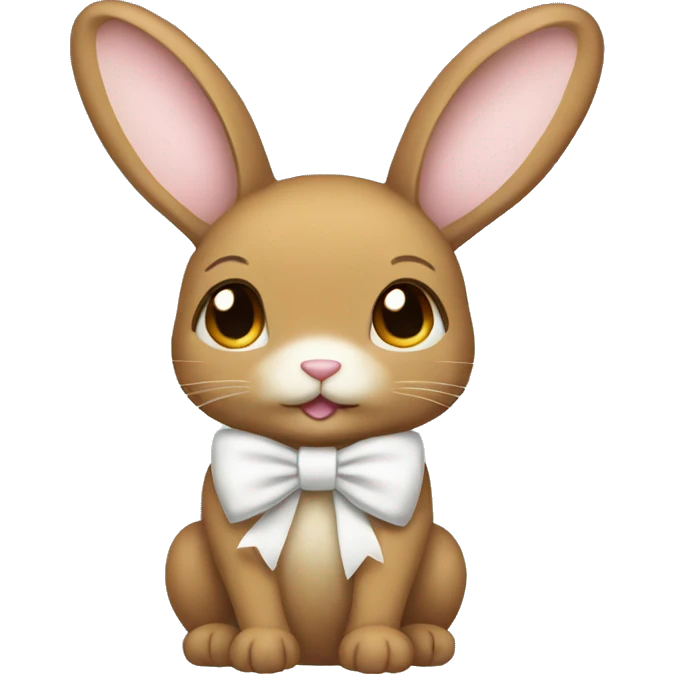 Light brown bunny full body white bow emoji