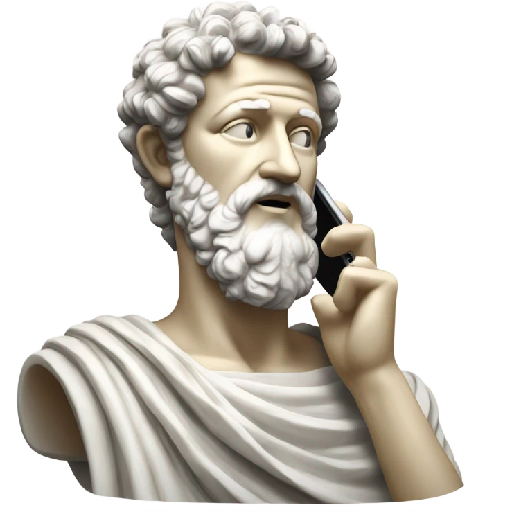 marble marcus aurelius statue talking on the phone emoji
