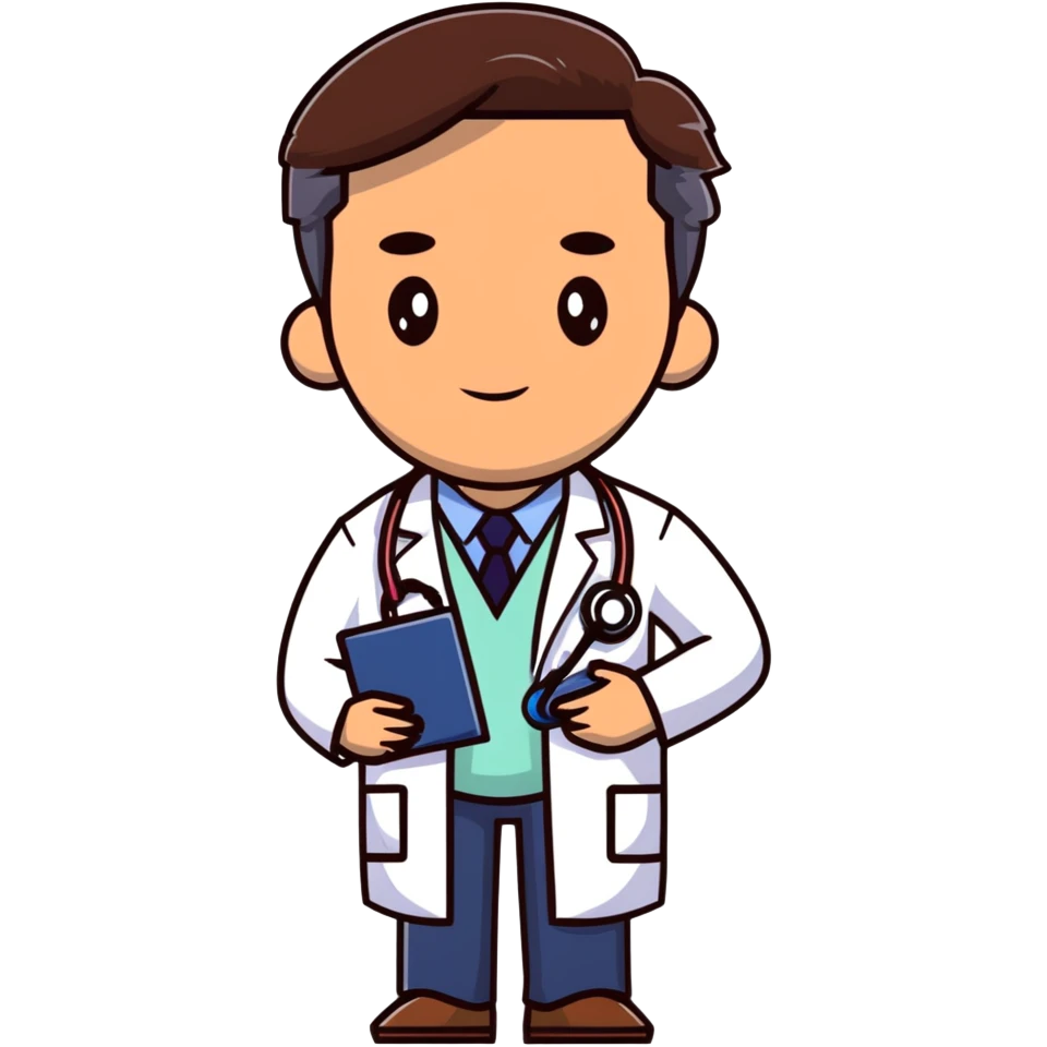 professional mature male doctor around 60 with stethoscope and white coat, dark brown hair, cinnamon skin tone, medium-dark complexion emoji