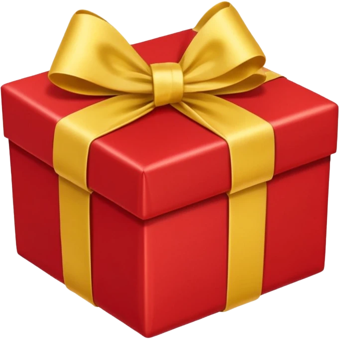 коробка с подарком красного цвета и с желтым бантом emoji