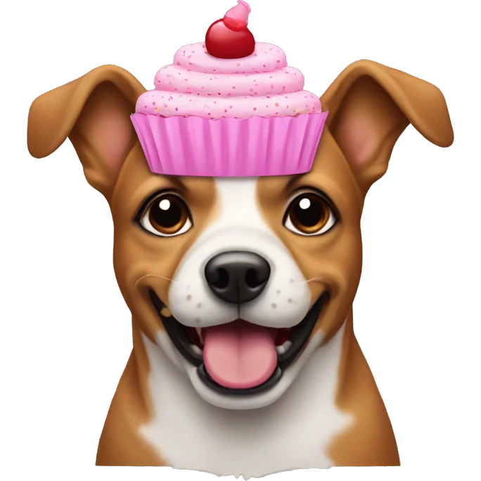 A dog wearing a cupcake  emoji