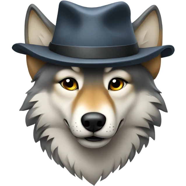 Wolf wearing hat emoji