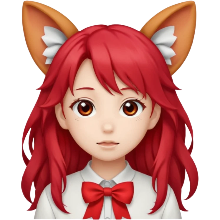 cute anime girl with ears, red blowing hair emoji