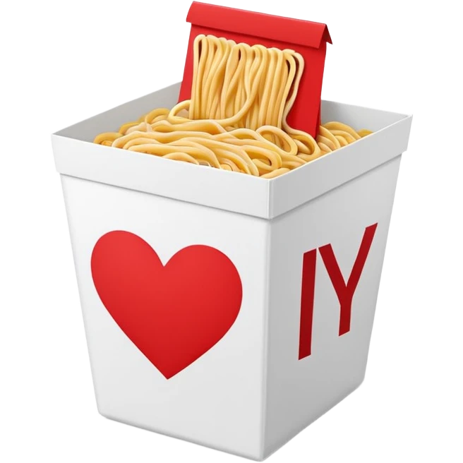 I ❤️ NY written on the instant noodle box emoji